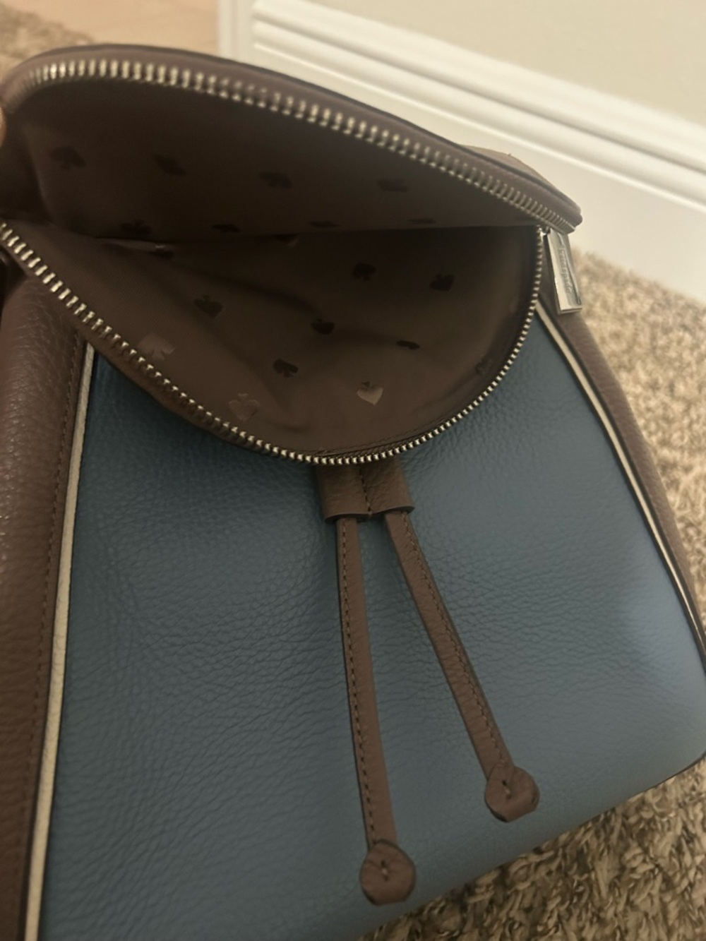 kate spade Brown and Blue Leather Backpack - Picture 3 of 9